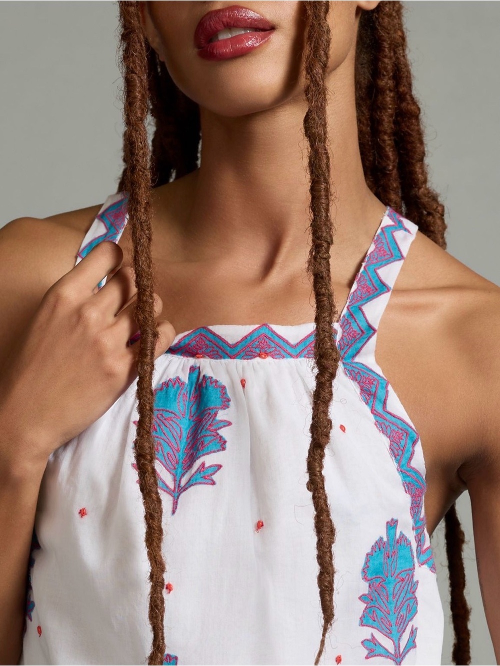 NWOT By Anthropologie Boho Ruffle Hem Embroidered Halter Top - Large - $128 - Picture 3 of 4